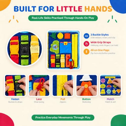 URBAN TOYS Montessori Busy Board, Toddler Activity Book, Learning Toys 3+ - color: Blue