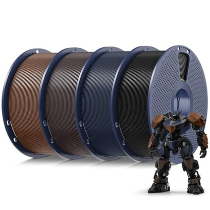 SUNLU PLA 3D Printer Filament, Multicolor, 4-Pack, 4KG Total - color: Black+midnight Black+roasted Chestnut Black+brown, size: 4 kg