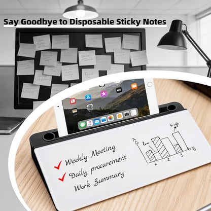 Glass Desktop Whiteboard,Dry Erase Board Buddy Keyboard Stand - color: Black