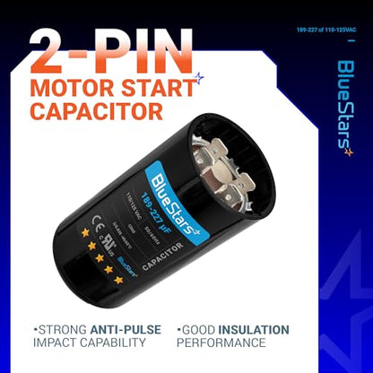 [Upgraded] BlueStars 189-227 MFD uF 125VAC Capacitor - size: 189-227 MFD 110-125 VAC