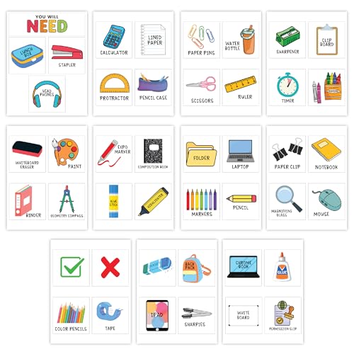 Andaz Press Visual Supply Cards Classroom Poster, You Will Need Visual Supply List for Student Independence, Classroom Directions, Supply Management, DIY 44 Cut Outs Printed on 8.5x11 Cardstock - color: Visual Supply Cards Sign