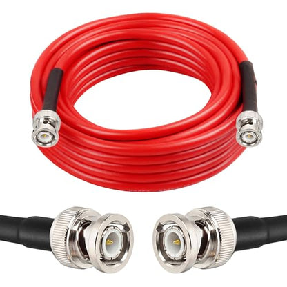 MOOKEERF BNC Male to Male Coaxial Cable - 50 ohm Ultra Low Loss RG8X Coax Cable for Antenna, RF Radio, Modem, Oscilloscope, Spectrum Analyzer, Signal Generator (25FT) - size: 25FT