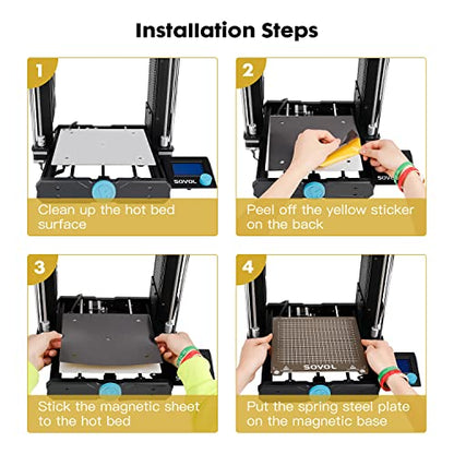 Sovol SV06 Flexible Steel Platform with Textured PEI Surface and Magnetic Bottom Sheet with Adhesive 235x235mm for Creality Ender 3/3 Pro/3 V2/3 S1 Sovol SV05/SV07 Aquila Kobra Neptune 2 3D Printer - size: 235*235mm