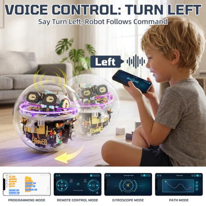 DOLIVE Transparent Spherical Robot Building Block Set for Kids Aged 8-12