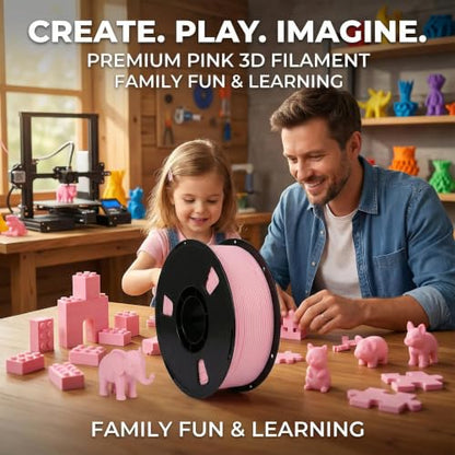Matte PLA + 3D Printer Filament,PLA + Filament 1.75mm, Neatly Wound 3D Printing Filament 1.75mm, Dimensional Accuracy +/- 0.02 mm, Fit Most FDM 3D Printers, 1kg Spool (2.2lbs) (Pink) - color: Pink