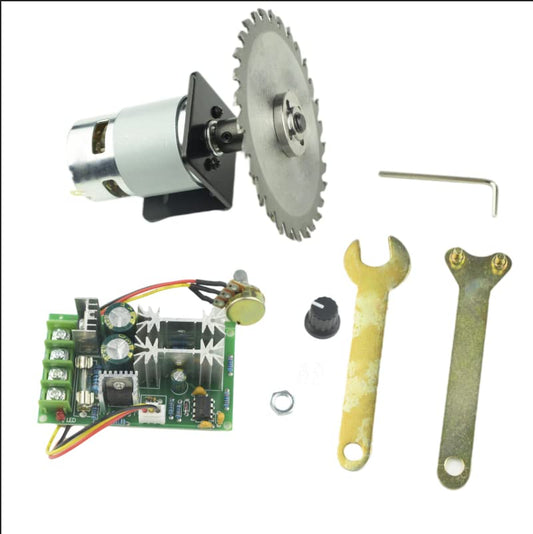 CONQUERALL 775 Motor 12V 8000RPM / 24V 16000RPM High-Power DC Motor with M10-5 Connecting Rod Set Bracket Saw Blade and 20A Speed Controller - size: 8000-16000RPM, style: No