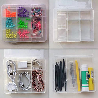 Vidifor 9 Grids 2 Pack Plastic Storage Compartment Organizer Container with Adjustable Dividers for Crafts, Earrings, Screws, Nail, Pins and More (2)