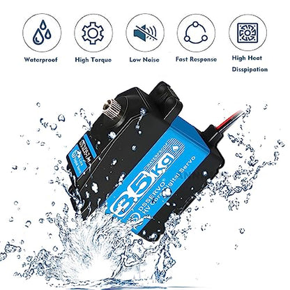 Pack of 2 RC Servo 35KG Steering Servo 7.4V Digital Motor Stainless Steel Gear High Torque Waterproof for DIY Robotic RC Cars - size: 35kg x 2PCS(270°)