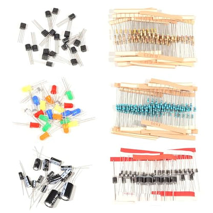 1910Pcs Electronic Component Kit Resistor Electrolytic Capacitor Schottky Diodes LED Diode Transistor Electronics Components Assortment for DIY Project
