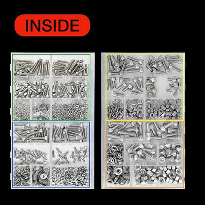 EEEEE 880PCS Metric M6 M5 M4 M3 Metric Bolt Assortment Metric Screws Assortment kit 16 Sizes Set Hex Socket Head Cap Screw 304 Stainless Steel Assorted Nuts and Bolts Washer - size: M3 M4 M5 M6 880 pieces