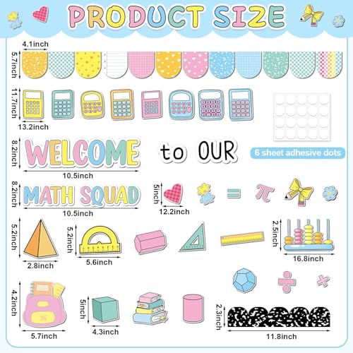Math Bulletin Board Set Composition Notebook Classroom Decorations Welcome to Our Math Team Paper Cutouts Shamrock Bulletin Board Borders for Back to School Chalkboard Wall Door Decor - style: Math