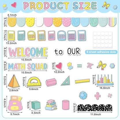 Math Bulletin Board Set Composition Notebook Classroom Decorations Welcome to Our Math Team Paper Cutouts Shamrock Bulletin Board Borders for Back to School Chalkboard Wall Door Decor - style: Math
