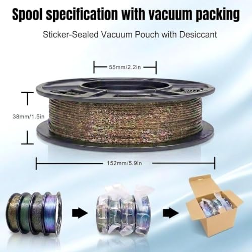 Galaxy PLA Filament 1.75mm, NEW Multi Color Glitter, 4 Pack