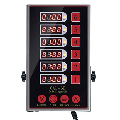 Commercial Kitchen Timer 6 Channel Digital Loud Alarm Cook Timer - color: Black