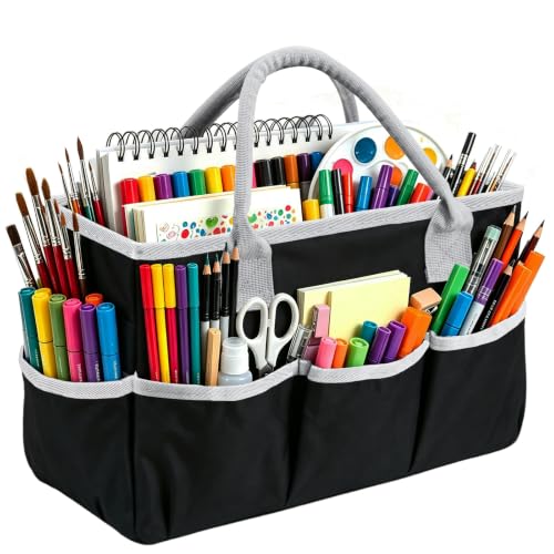 ZKOO Art Craft Organizer Tote Bag, Desktop Tote and Organizer Black - color: Black