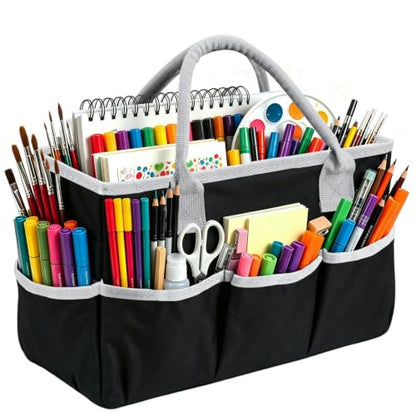 ZKOO Art Craft Organizer Tote Bag, Desktop Tote and Organizer Black - color: Black