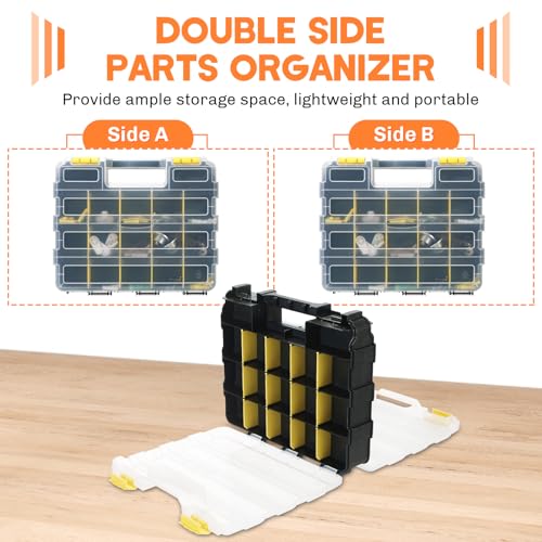 Small Parts Organizer 2Pack Storage Case Tools Box 34-Compartments - color: Yellow