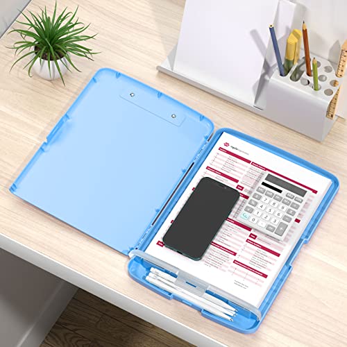 Rimilak Clipboard with Storage, 8.5 x 11'' High Capacity Clip Board, Blue - color: Blue