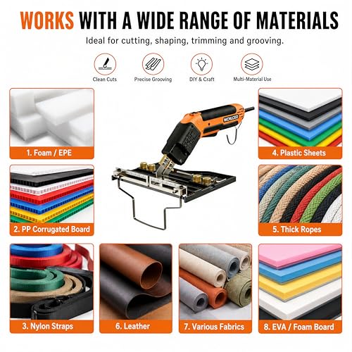 【New Model】 Foam Cutter Electric Hot Knife, Foam Cutting Tool Kit,Air Cooled 200W Styrofoam Cutting Tool Kit for Cutting Foam Board Insulation, EPP, EPS, XPS, EVA - color: C-orange Hot Knife Set (7 Blades)
