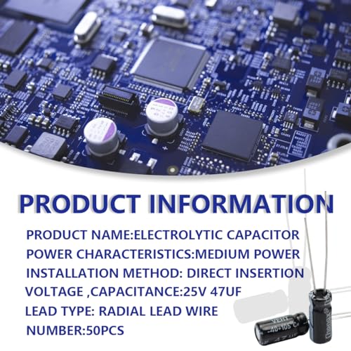 50 Pcs Electrolytic Capacitor 47uF 25V Aluminum Radial Electrolytic Capacitors - style: 25V 47uF