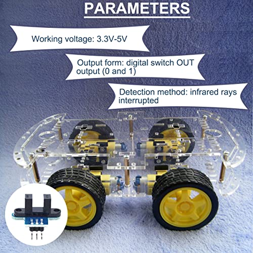 5PCS IR Infrared Slotted Optical Optocoupler Speed Measuring Sensor Module 3.3-5V for Arduino Also for Smart Robot Car Speed Measurement with Dupont Wire