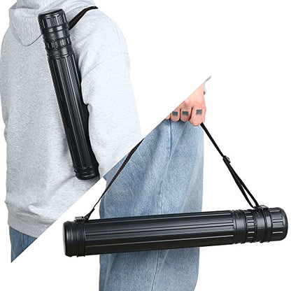 TRANSON 2-Pack Small Poster Tube Storage 17“ to 27” Extendable for Documents Blueprints Artworks Scrolls - color: 2 Pack-Black