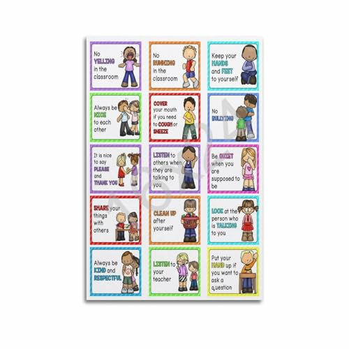 Classroom Rules Educational Posters for Preschool, Home, Middle And High School Classroom Poster Poster for Room Aesthetic Posters & Prints on Canvas Wall Art Poster for Room 08x12inch(20x30cm) - color: Unframe-Style, size: 08 x 12 inches