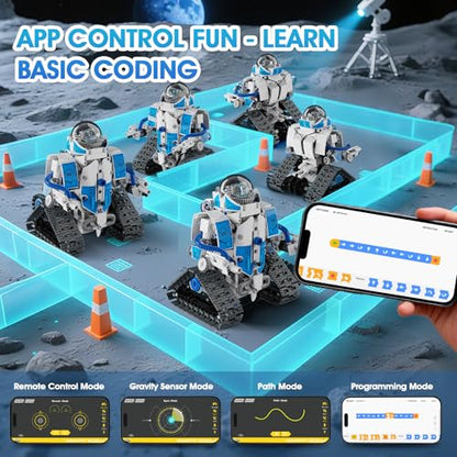 6 in 1 STEM Robot Building Kit, 780 PCS APP & Remote Control Space Robot Toys for Kids Age 8-14+, Engineering Technic Coding Robotic Kit, Educational Science Set Birthday Gift for Boys Girls