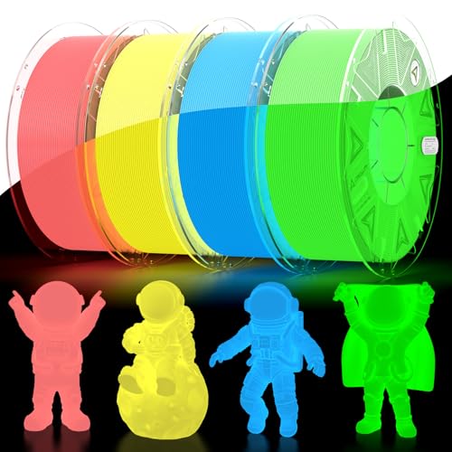 Creality Glow in The Dark Hyper PLA Filament, Luminous 3D Printer Filament 1.75mm, High Brightness&Long Time Glows Filament Bundle, Dimensional Accuracy +/-0.02mm, 4kg Spool(Pink,Blue,Yellow,Green) - color: Glow in the Dark-pink&blue&yellow&green