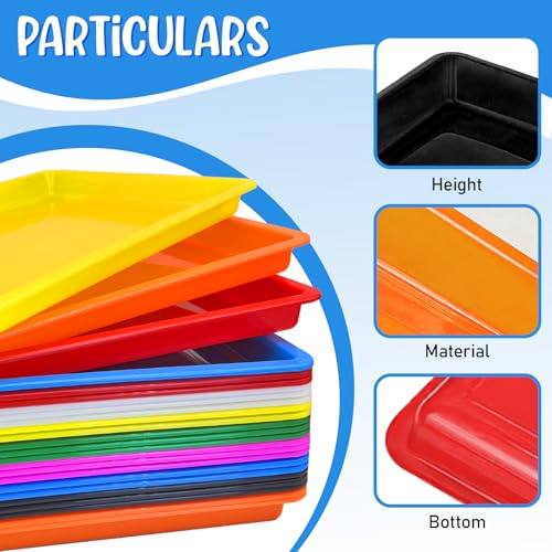 24 Pack Plastic Art Craft Trays, Extra Large Multicolor Activity - size: 12"x16"