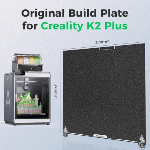 Creality K2 Plus Build Plate 370x370mm Textured PEI Sheet Spring Steel Magnetic K2 Plus Bed Plate Original Build Plate for Creality K2 Plus - style: K2 Plus Textured