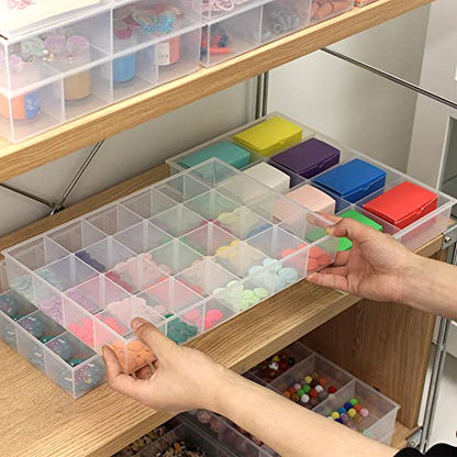 2 Pack Fixed 24 Grids Clear Plastic Organizer Sorting Tray - size: Fixed 24 Grids