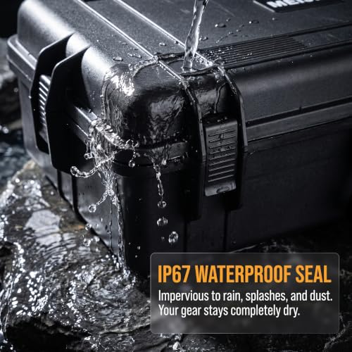 MEIJIA All Weather Waterproof Hard Camera Case,Hard Case with Customizable Fit Foam,Fit Use of Drones,Camera,Equipments,Pistols,Elegant Black (Black, 28.84"x16.92"X7.08") - size: 28.84" x 16.92" x 7.08"