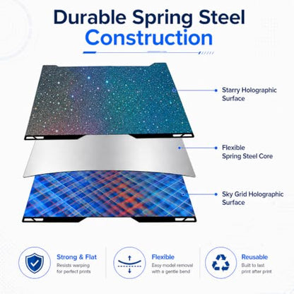 H2C Build Plate for Bambu Lab H2C A2L 3D Printer, Double Sided Smooth Holographic Build Plate, Flexible Spring Steel Sheet Heated Bed Platform, Easy Release, High Temp Resistant, 335×346.5mm