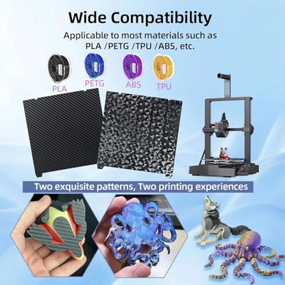 IdeaFormer K1 K1C PEO PET Build Plate with Magnetic Plate 235x235mm, Flexible PEO PET Spring Steel Print Bed for Creality K1/K1 SE/K1C/Ender 3 S1/Pro/Ender 5 S1/Ender 3 V3 SE/Ender 3 V3 KE - color: Diamond PEO+Carbon Fiber PET