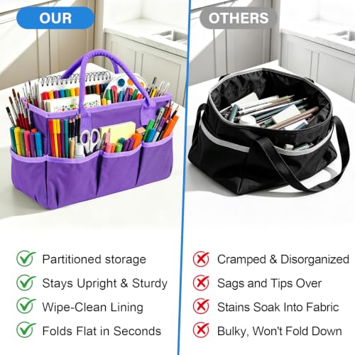 ZKOO Art Craft Organizer Tote Bag, Desktop Tote and Organizer Purple - color: Purple
