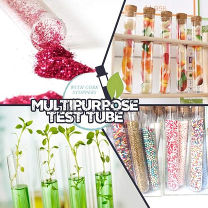 Test Tubes,15pcs Clear Plastic Test Tubes with Cork,15x150mm Tube for Scientific Experiments,Party Decoration,Candy,Bath Salt (15ml) - size: 15pcs*15ml(15x150mm)