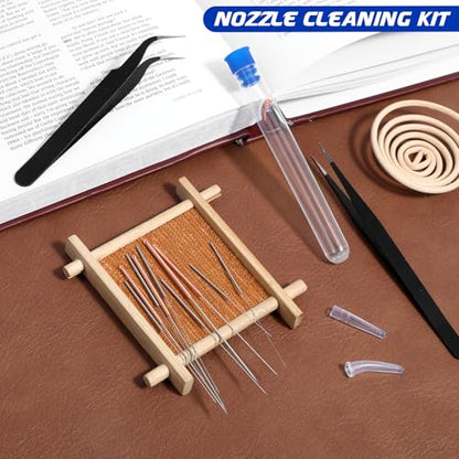 12PCS 3D Printer Nozzle Cleaning Kit, No Clogger 3D Printer Tool Print Nozzle Maintenance Tool Kit 10PCS Cleaning Needles and 2 Tweezers Universal Clog Removal Tools for 3D-Printers