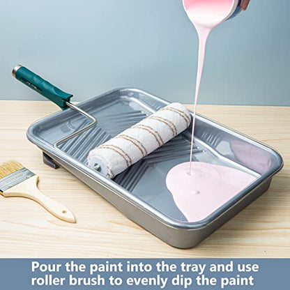 Mister Rui 9 Inch Paint Tray Set, 12 Pack with Tray Liners and Frame - color: 9 Inch, 12 Pack