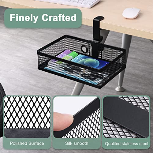 ROSYLINE Under Desk Storage Basket Hanging Drawer Tray, Clamp On Organizer - color: Black-Clamp-On