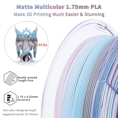 ZIRO 3D Printer Filament, Fast Color Change, Matte PLA 1KG, Drift Feather - color: Drift Feather (Matte)