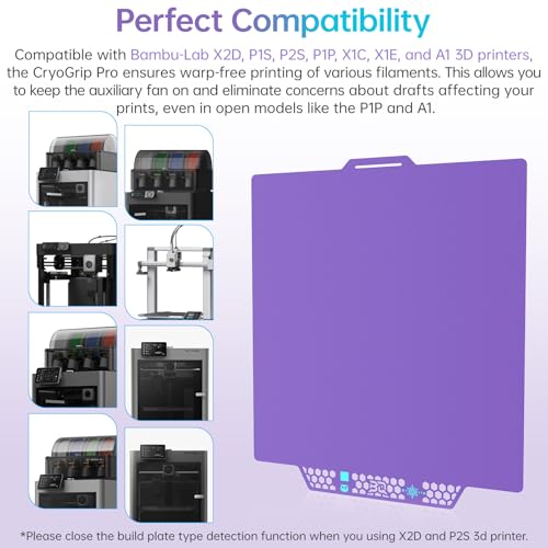 BIQU CryoGrip Pro Glacier Build Plate for Bambu-Lab 3D Printers - color: Glacier-Purple, size: 257*257MM, style: Glacier