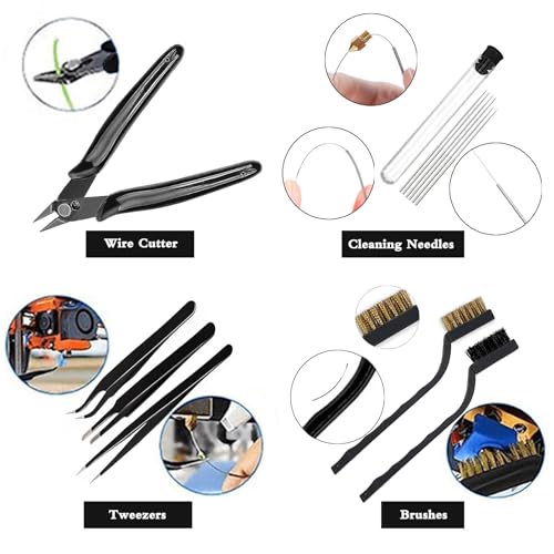 62pcs 3D Printer Tools, 3D Print Accessories Kit Includes Nozzle Cleaning Kit, Deburring Tools, Removal Tools, Needle Files, Brushes, Cutters, Craft Knife, Tweezers, Drills for 3D Prints Finishing