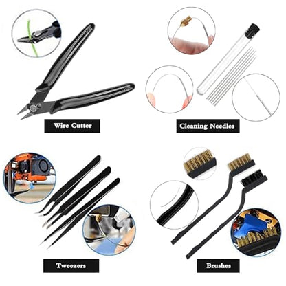 62pcs 3D Printer Tools, 3D Print Accessories Kit Includes Nozzle Cleaning Kit, Deburring Tools, Removal Tools, Needle Files, Brushes, Cutters, Craft Knife, Tweezers, Drills for 3D Prints Finishing