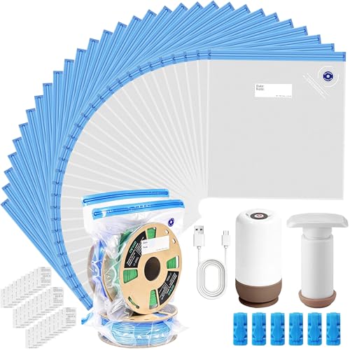 GAOJU 3D Printer Filament Storage Bags Vacuum Storage Kit with USB Pump - color: 30pcs White Bags + Electric Pump