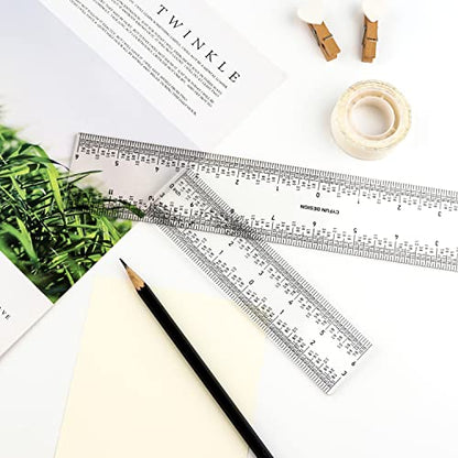 3 PCS 6 Inch /12Inch Clear Acrylic Ruler Zero-Centering Ruler with Inches & Metric Measuring Tool 12" and 6" Inch Straight Edge Rulers for Scrapbooking Card-Making Student School Office Home Tool - color: 3PCS (H)