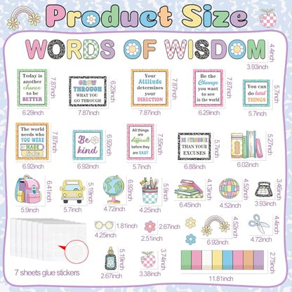 Qilery Words of Wisdom Bulletin Board Set Retro Groovy Classroom Decoration - style: Groovy Words of Wisdom