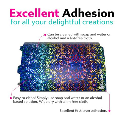 Cookiecad Cookie Sheet - Holographic 3D Printer Build Plate - Double Sided Reflective 3D Printer Bed, Flexible Spring Steel 3D Printer Platform (Spirals, 180x180) - size: 180x180, style: Spirals
