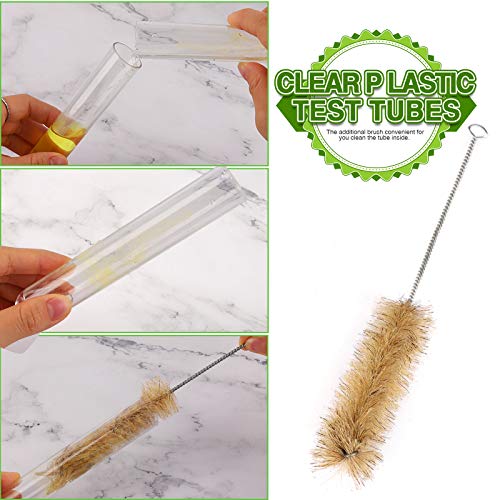 HNYYZL 25Pcs Clear Plastic Test Tubes with Cork Stoppers and 1 Brush, 25x160mm 50ml, Good Seal for Jewelry Seed Beads Powder Spice Liquid Storage, Lab Use or Decoration