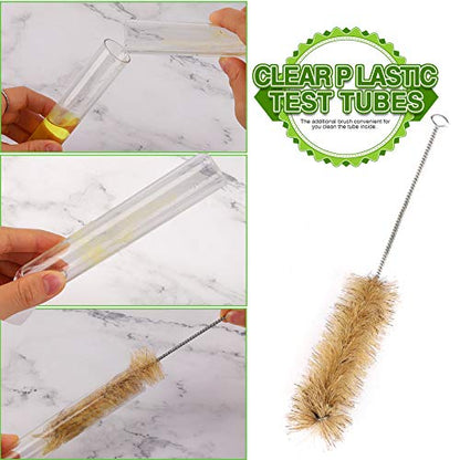 HNYYZL 25Pcs Clear Plastic Test Tubes with Cork Stoppers and 1 Brush, 25x160mm 50ml, Good Seal for Jewelry Seed Beads Powder Spice Liquid Storage, Lab Use or Decoration